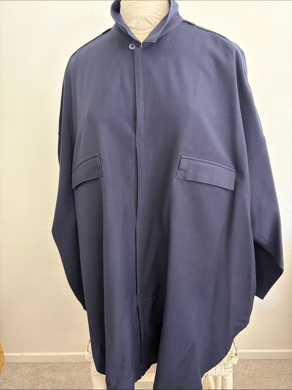 Yoshi Yamamoto over size navy wool gabardine tunic
